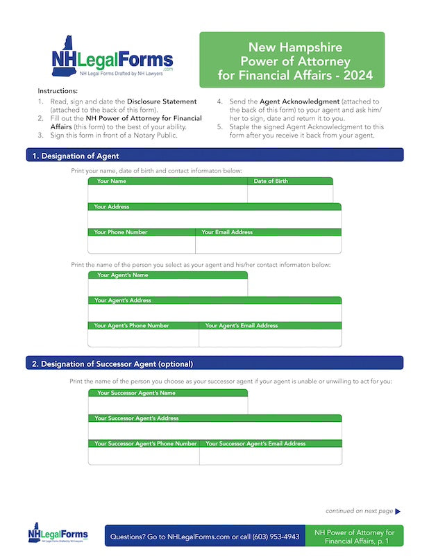 NH Power of Attorney for Financial Affairs - Updated 8/24