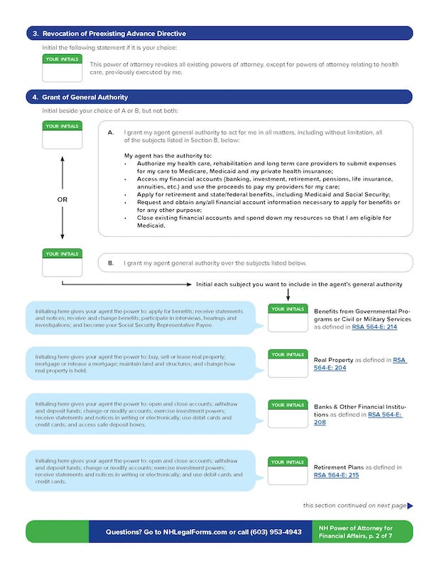 New Hampshire Power of Attorney for Financial Affairs - 2026
