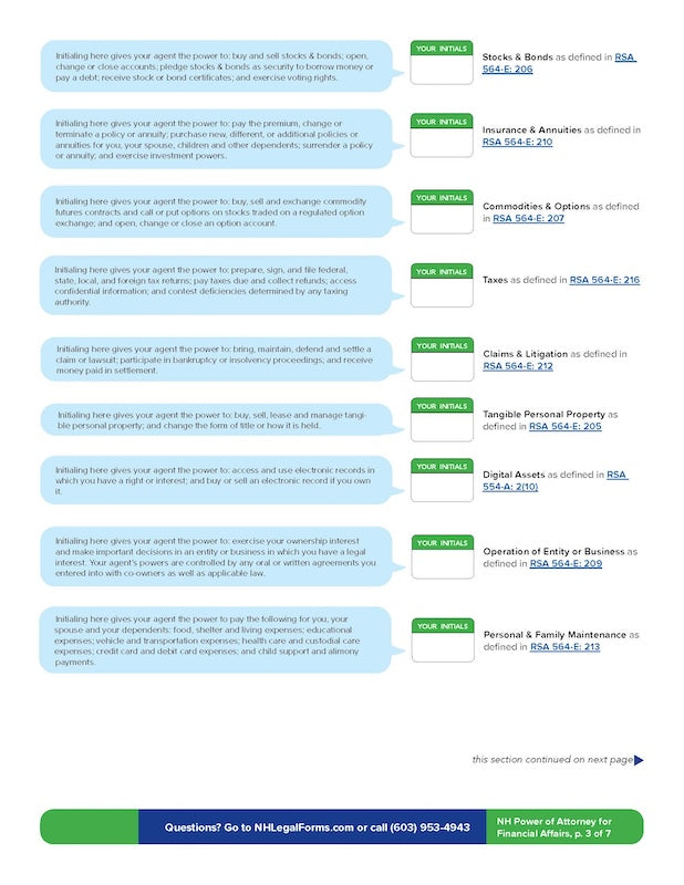 New Hampshire Power of Attorney for Financial Affairs - 2026