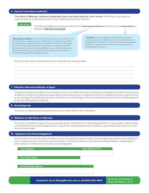 New Hampshire Power of Attorney for Financial Affairs - 2026