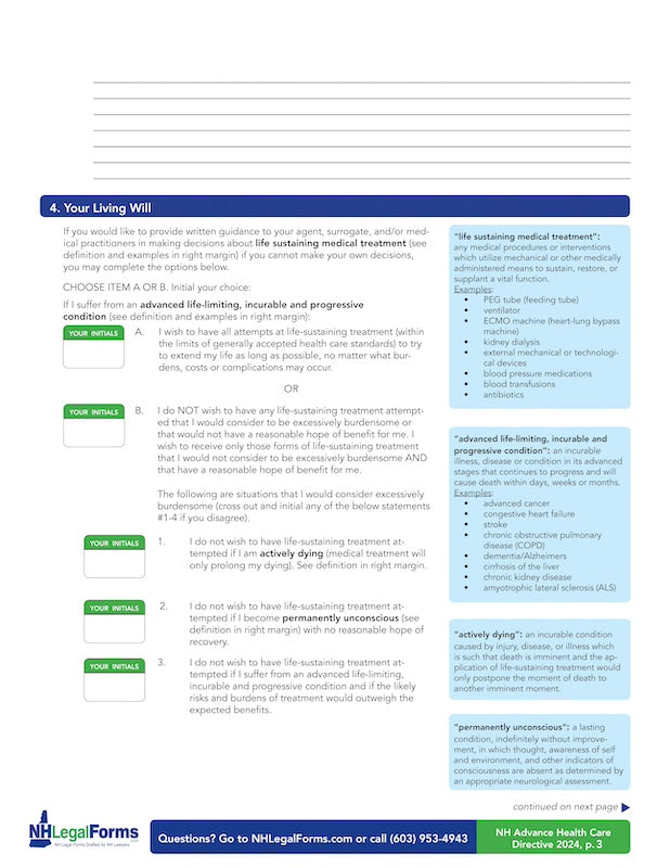 NH Advance Health Care Directive Form - Updated 8/24